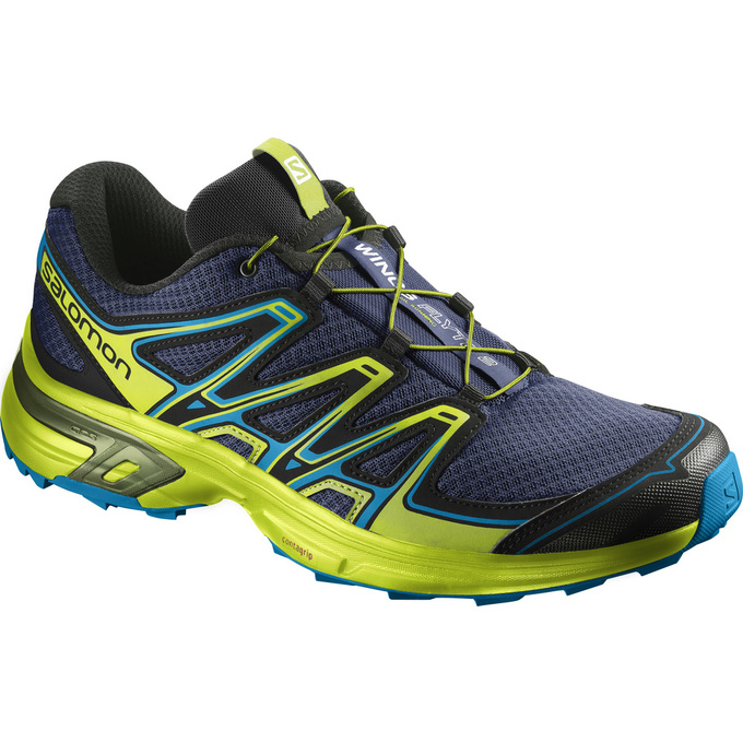 Chaussures De Trail Running Salomon Homme Bleu Marine / Jaune - Salomon WINGS FLYTE 2 - France (8950